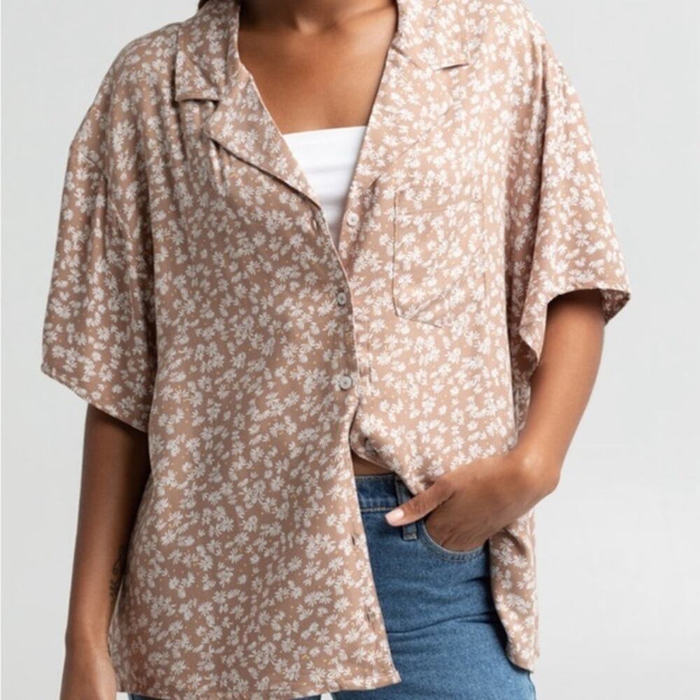 RSQ Womens Ditsy Oversized Camp Shirt Small